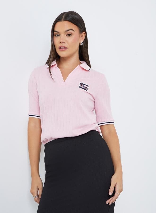 Pink Contrast Tipping Polo T-Shirt Classic Fit - Image 1
