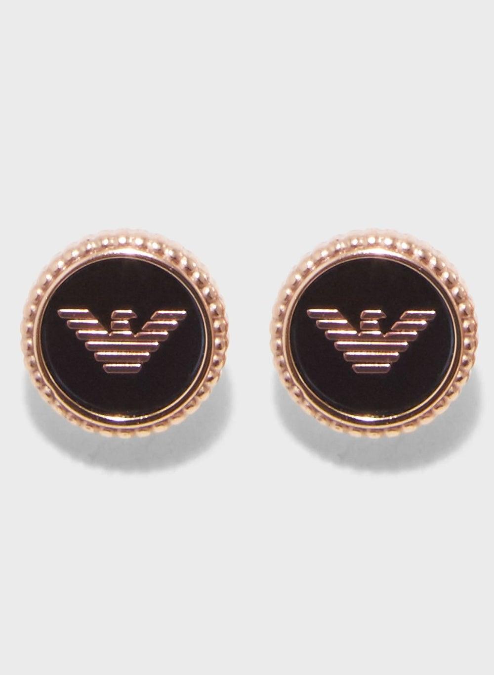 Emporio Armani Signature Rose Gold Black Stud Earrings Egs2534221 - Image 1