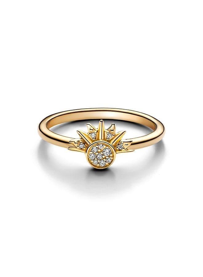 Celestial Sparkling Sun Ring in 14k Gold-Plated Finish - Image 1