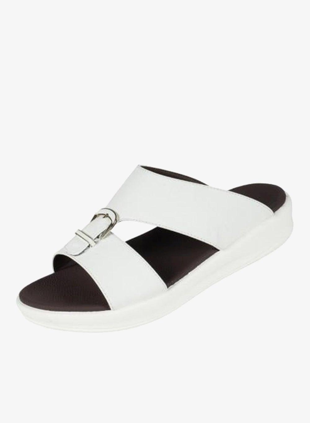 Barjeel Uno 008-3706 White Leather Arabic Sandals - Image 1