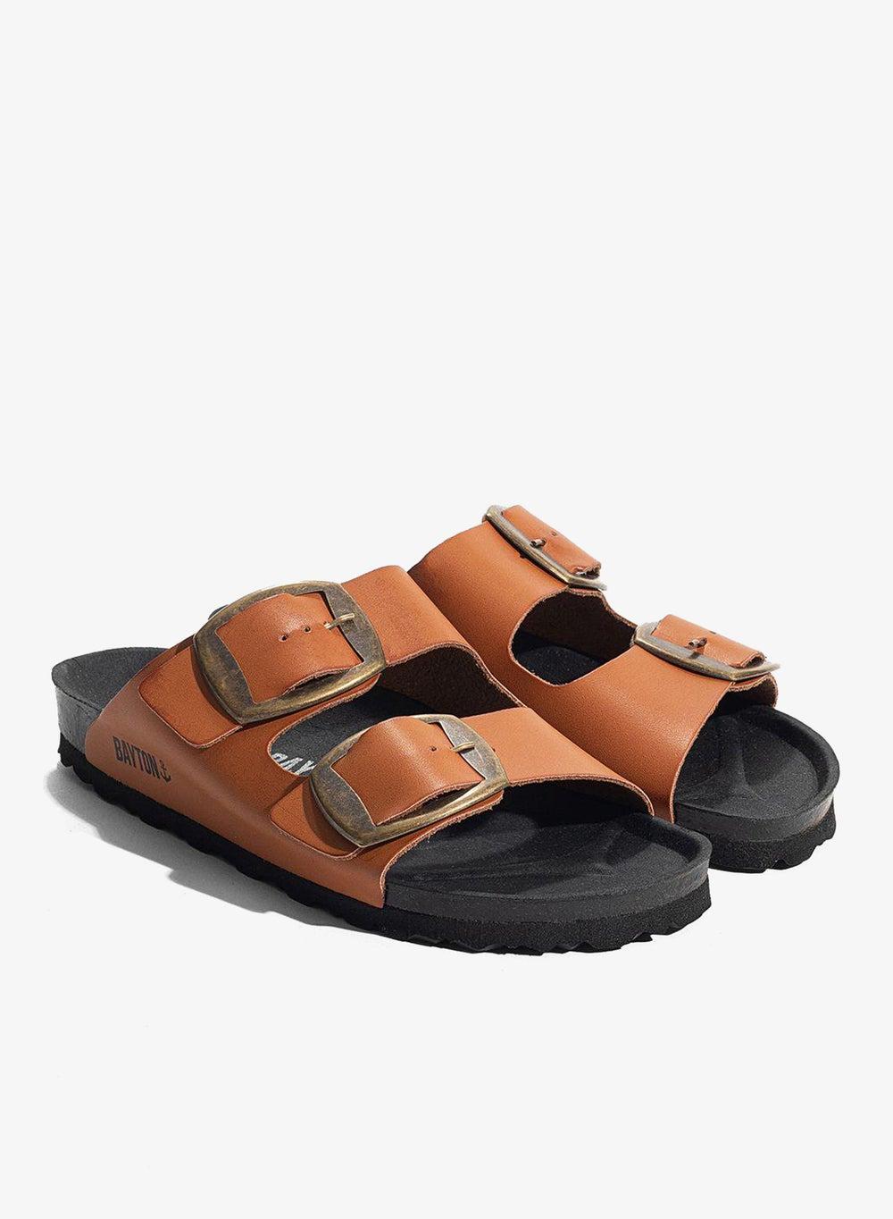 Alicante Double Strap Flat Sandals Brown - Image 1