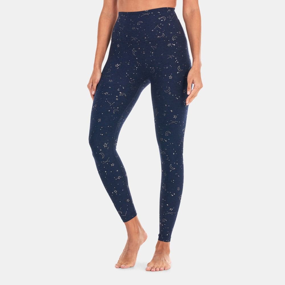 SoftShine High Waisted Midi Leggings Navy Star Print - Image 1