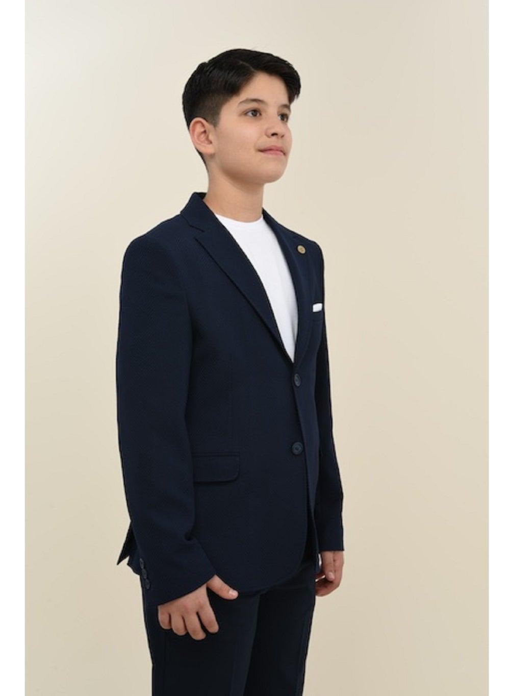Boys Navy Suit 9091 Modern Classic Set - Image 1