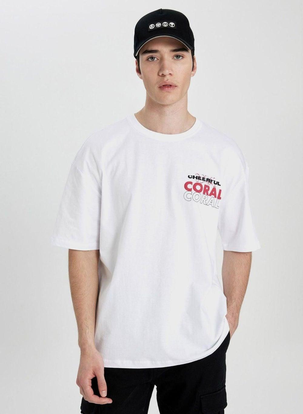 B8932Ax Oversized Crew Neck Printed T-Shirt White - Image 1