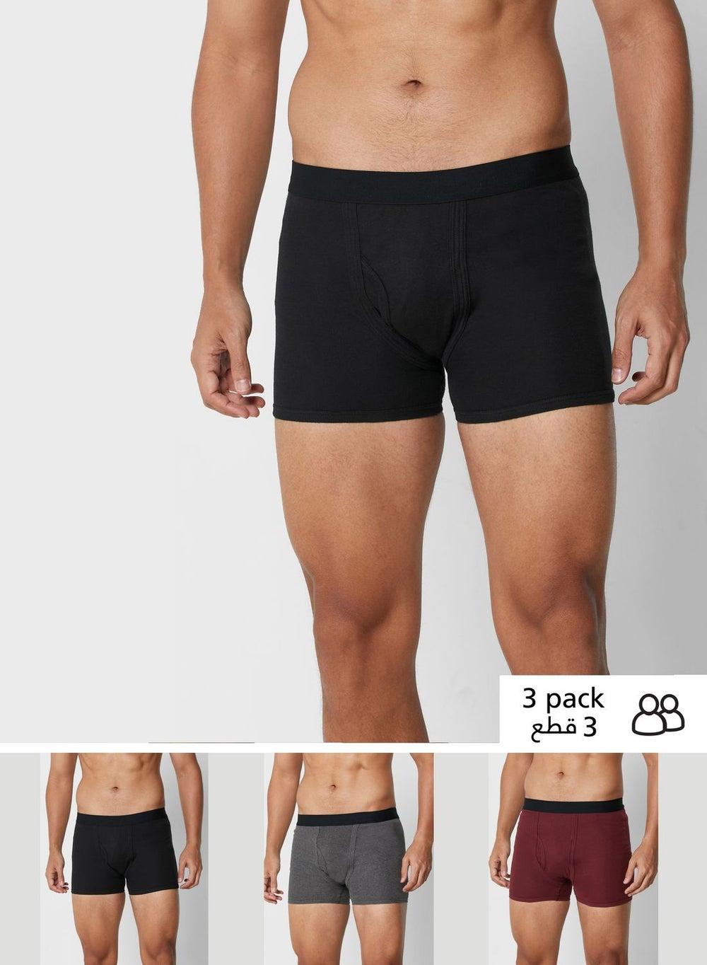 3 Pack Antibacterial Cotton Band Trunks - Image 1