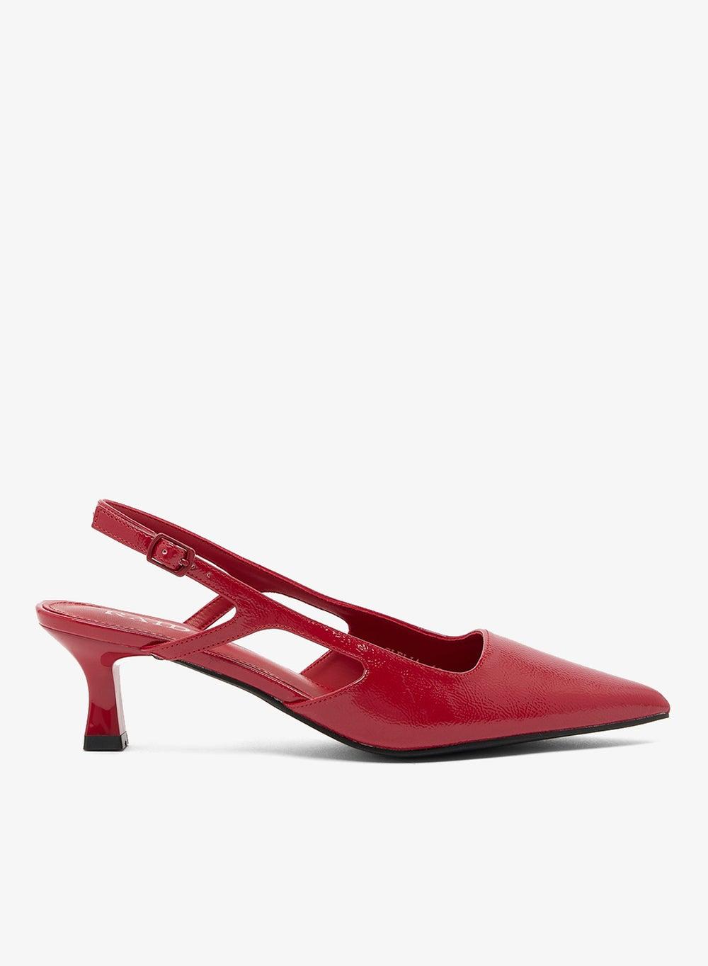 Clelia Red Crinkle Patent Slingback Pumps - Image 1