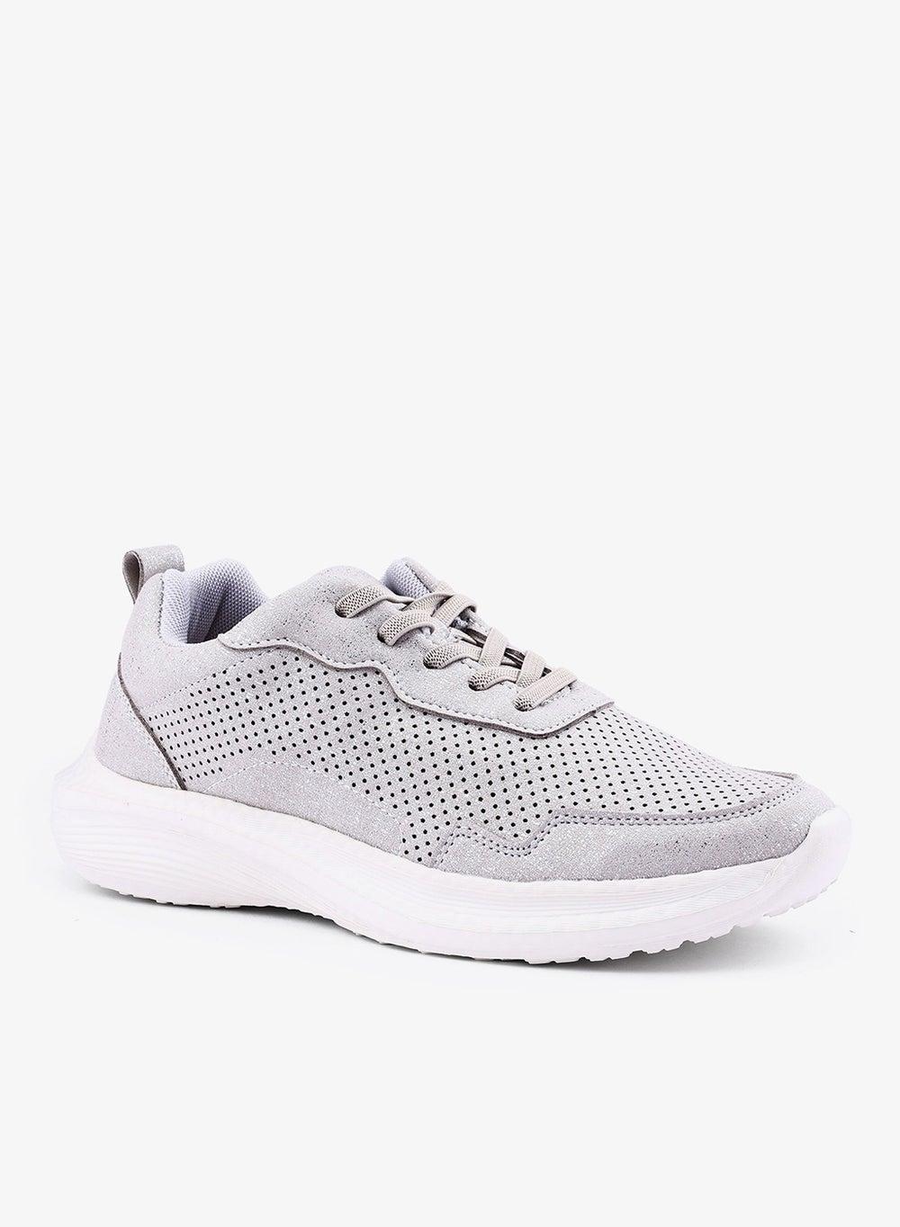 Silver Low-Top Casual Sneakers for Women - Image 1