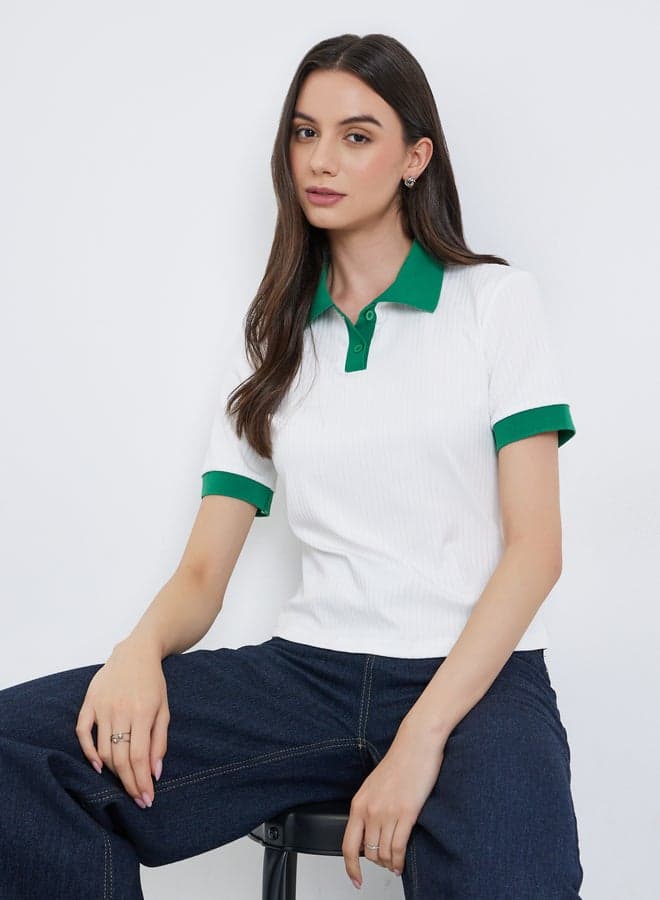 Take Two Contrast Trim Polo Top – Regular Fit - Image 1
