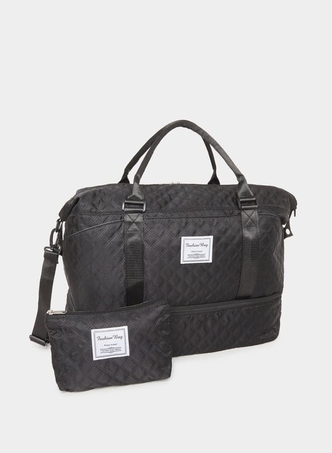 Fashion Bag Quilted Black Gym Duffel - Image 1