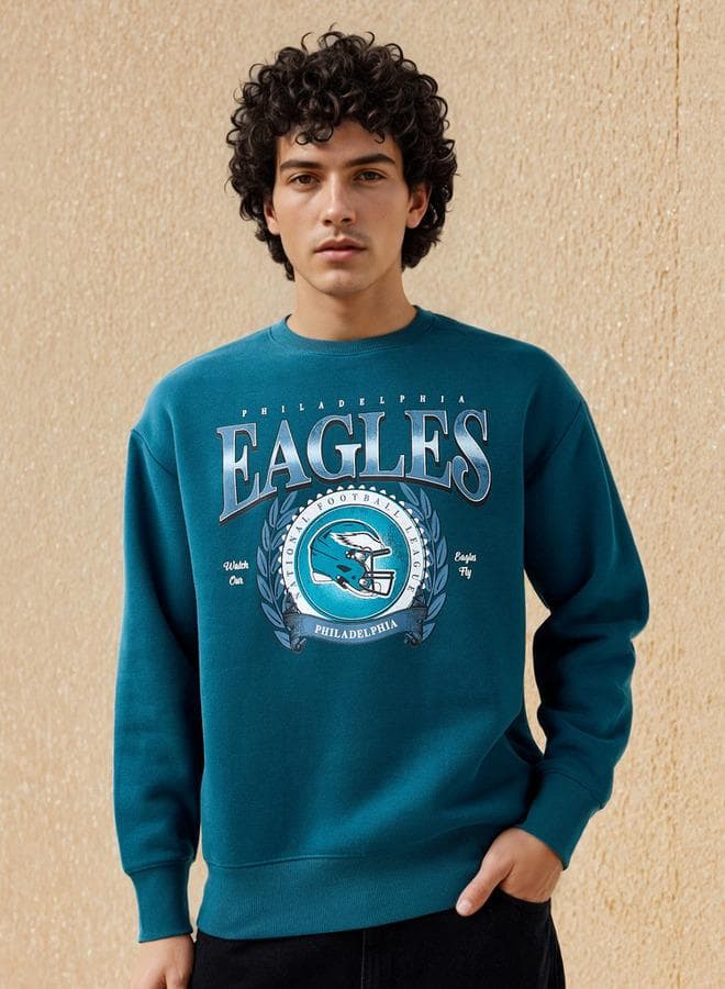 Philadelphia Eagles Relaxed Fit Green Sweatshirt - Image 1