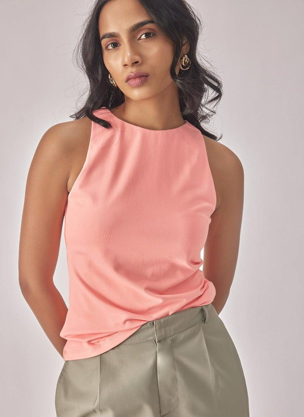 Coral Knit In Cut Sleeveless Top - Image 1