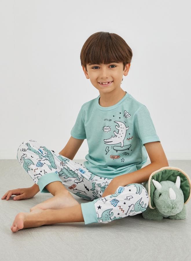 Boys Graphic Print T-Shirt & Pyjama Sleep Set - Image 1