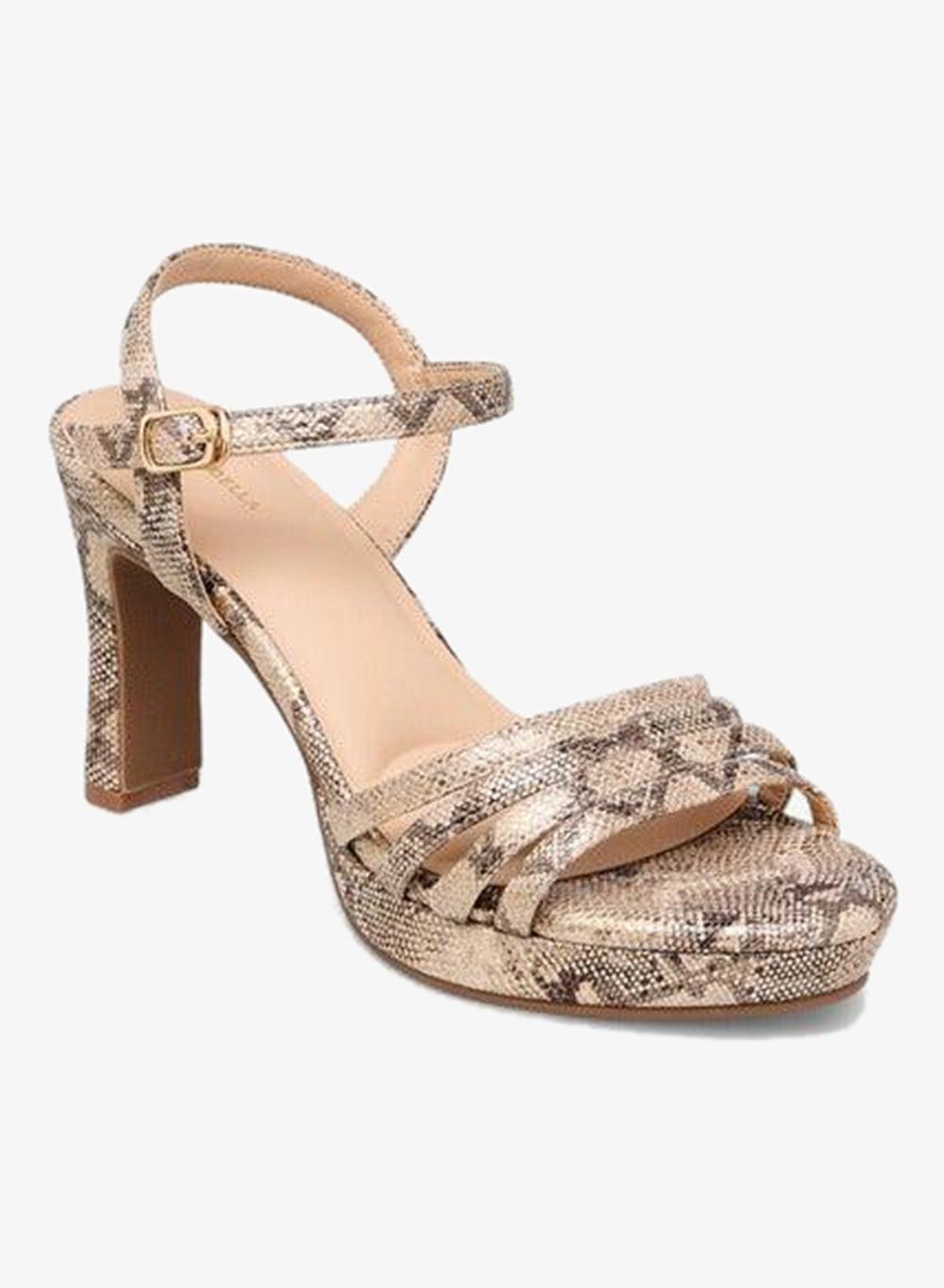 Gold Animal Print Block Heel Sandals AF372 - Image 1