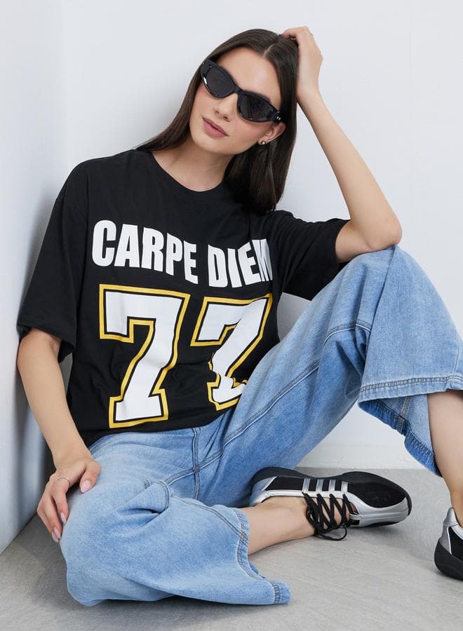 Take Two Black Oversized Graphic Tee - Image 1