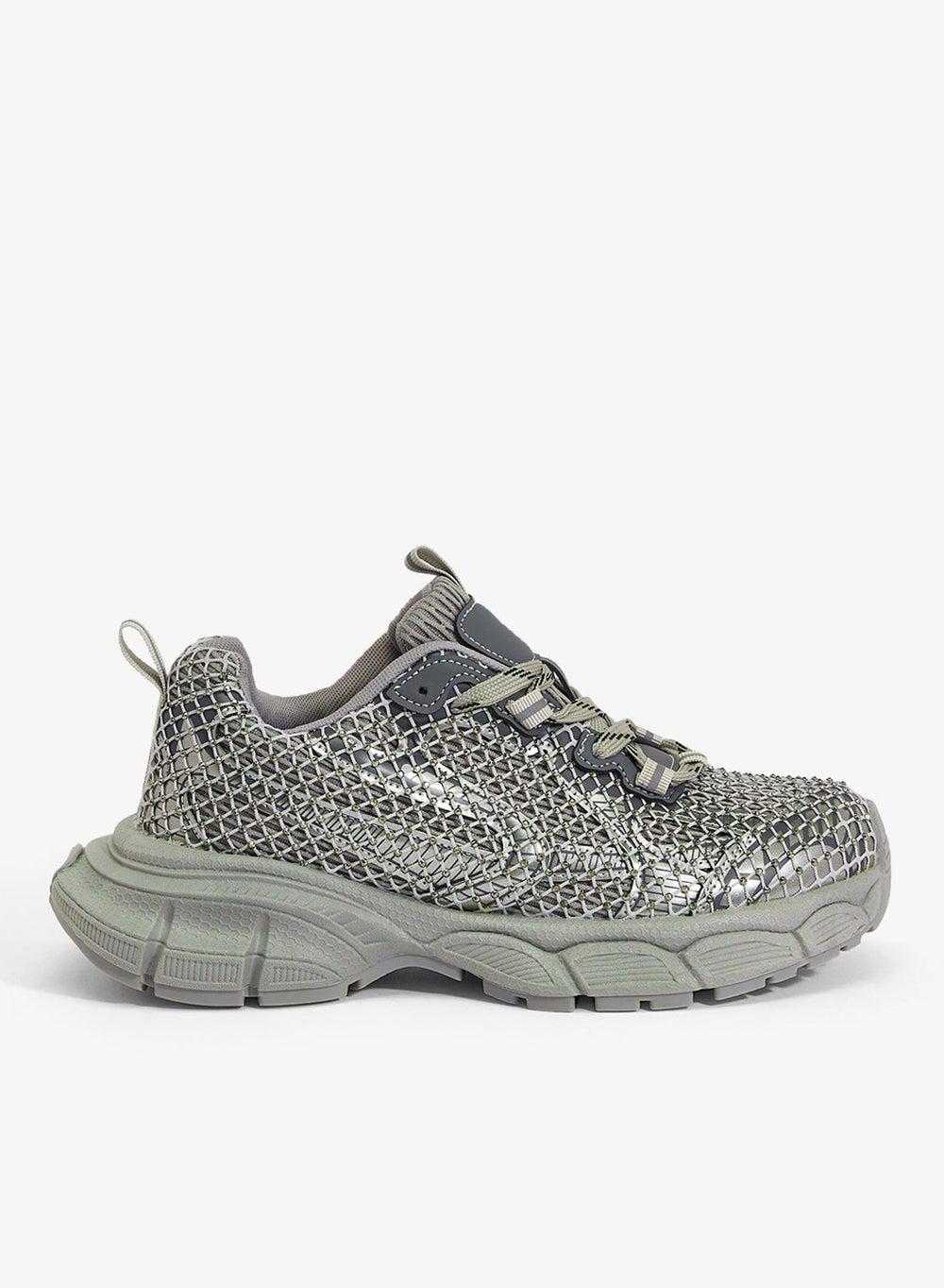 Q01 Chunky Grey Sporty Low-Top Sneakers - Image 1
