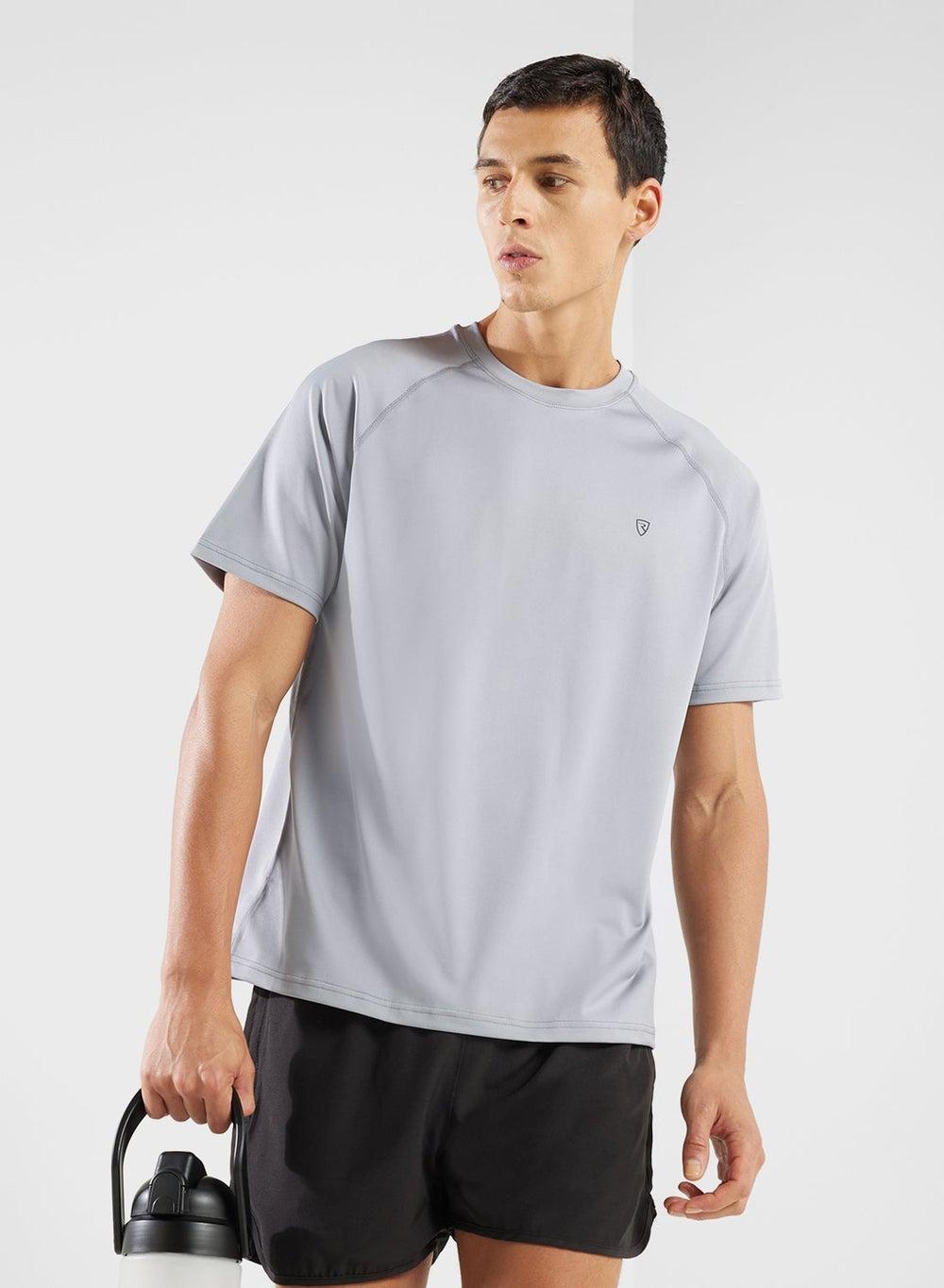 Men’s Performance Sport T-Shirt – Grey Crew Neck - Image 1