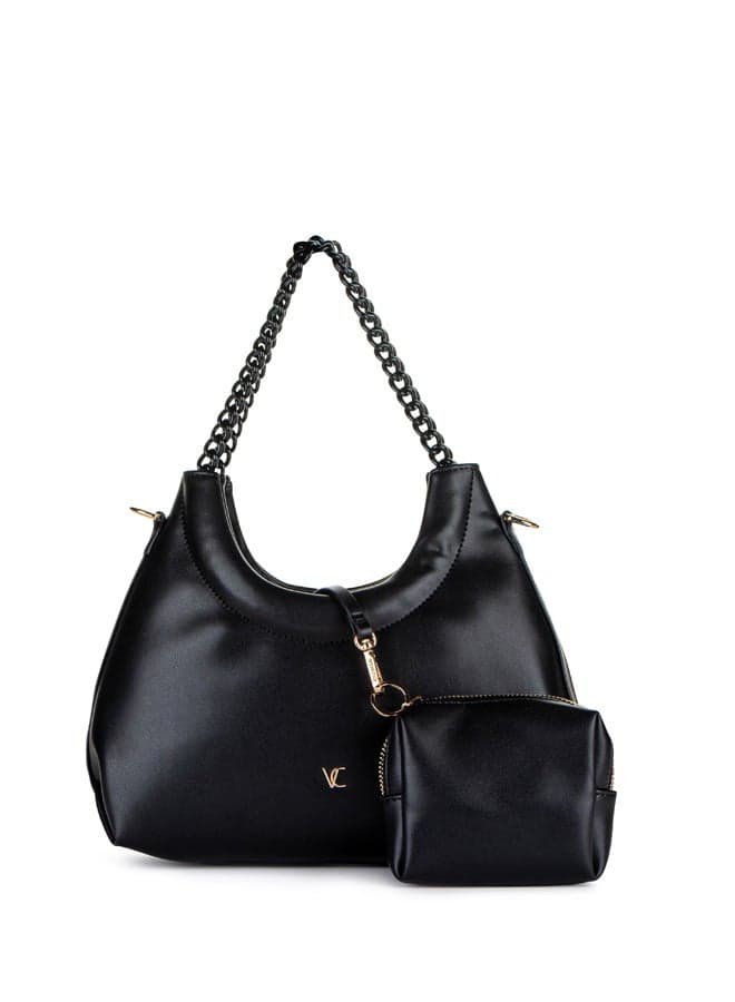 Vi20428772 Black PU Hobo Shoulder Bag - Image 1