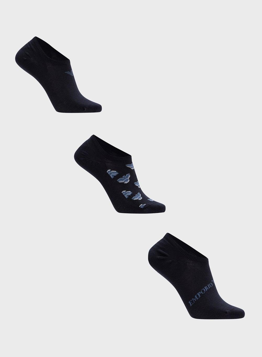 Armani Blue 3-Pack Logo Ankle Socks - Image 1