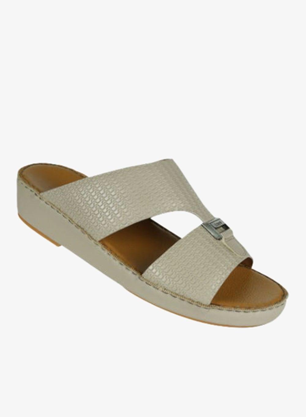 Barjeel Uno BSP1-54 Beige Leather Arabic Sandals - Image 1