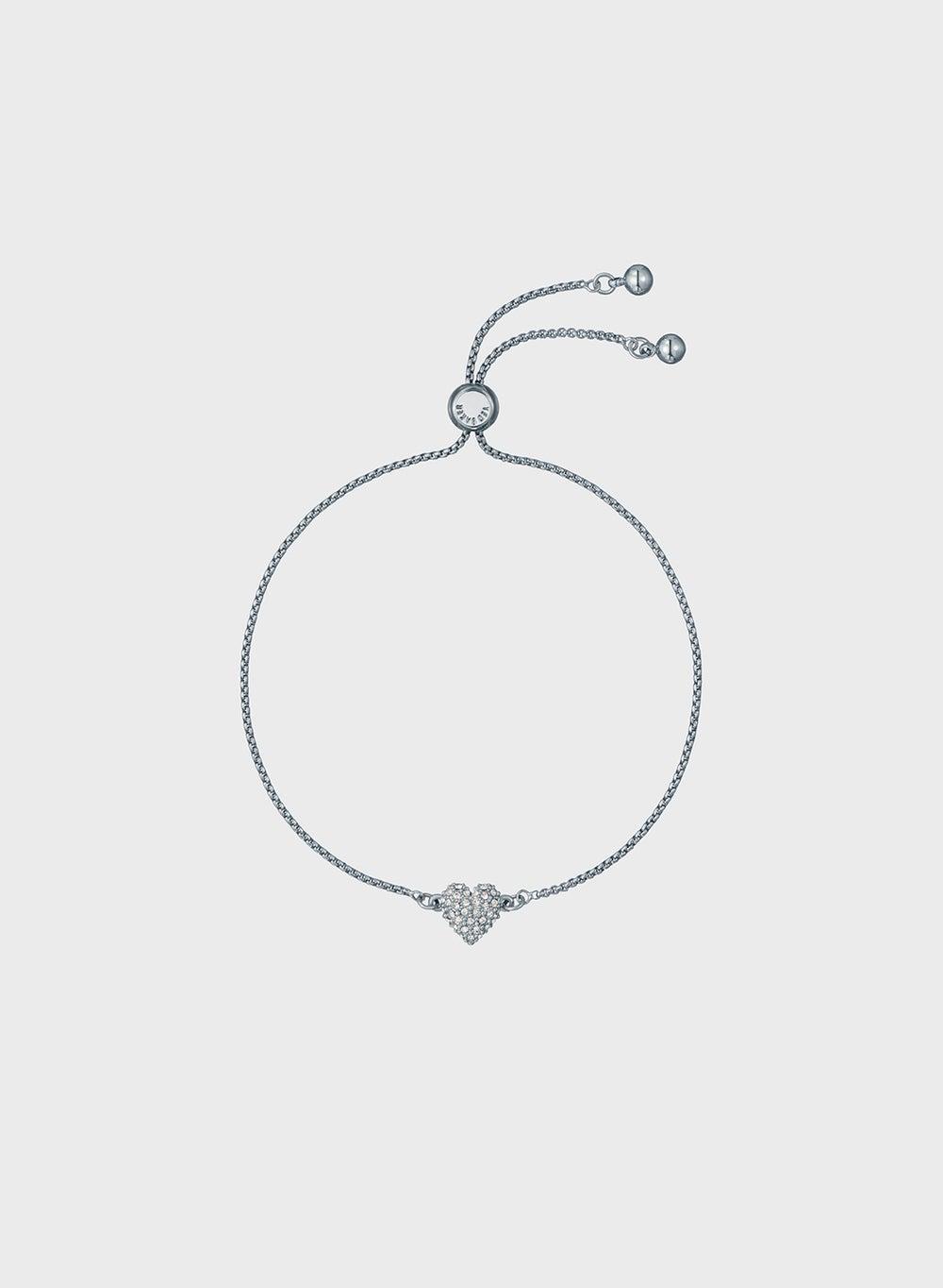 Crystal Detail Bracelet TBJ3840 Silver Heart Charm - Image 1
