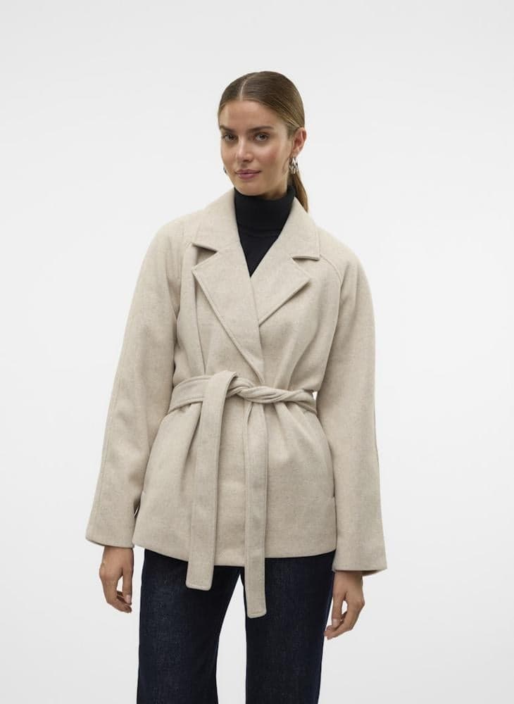 Vmfortuneaya Oatmeal Melange Pocket Detail Jacket 10320441 - Image 1