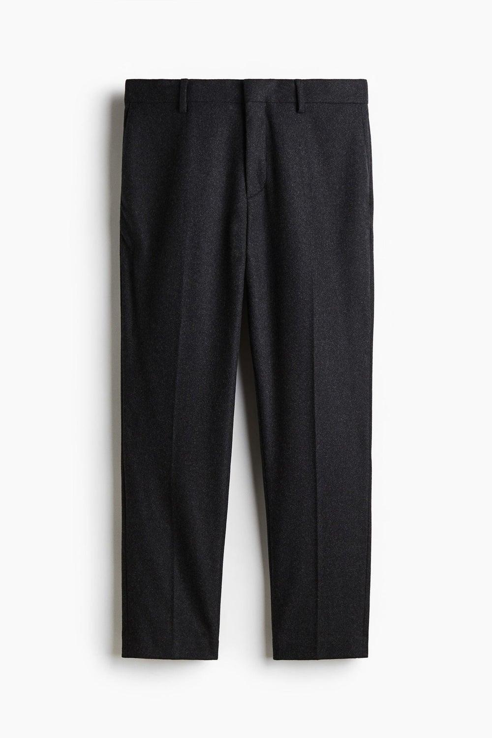 Slim Fit Wool-Blend Trousers in Charcoal Grey - Image 1