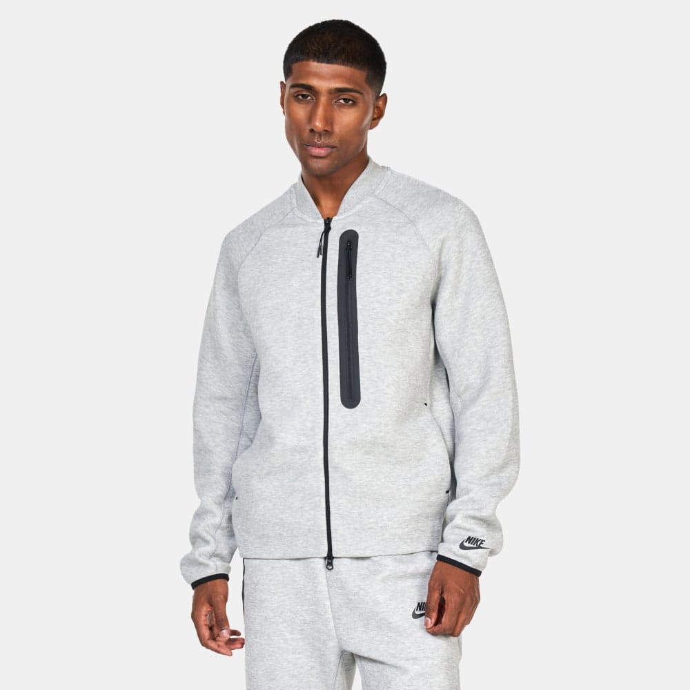 Men’s Tech Fleece Bomber Jacket – Grey Athletic Fit - Image 1