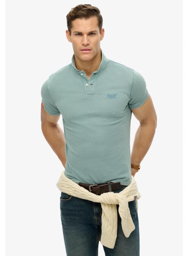 Vintage Destroy Polo Shirt in Tourmaline Blue - Image 1