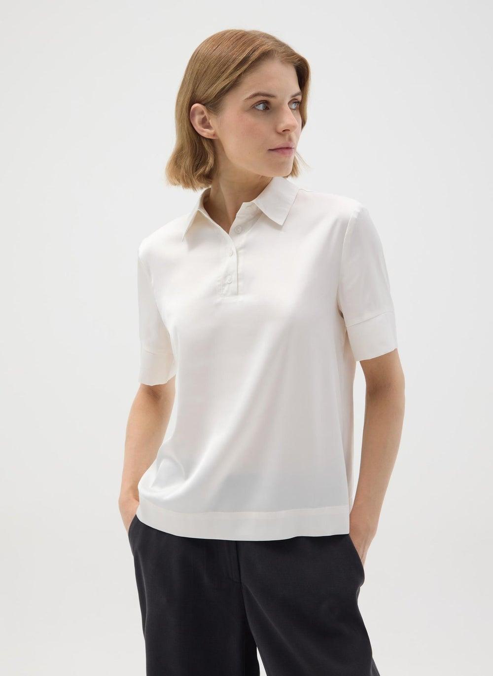 White Stretch Fabric Short Sleeve Shirt Regular Fit - Image 1