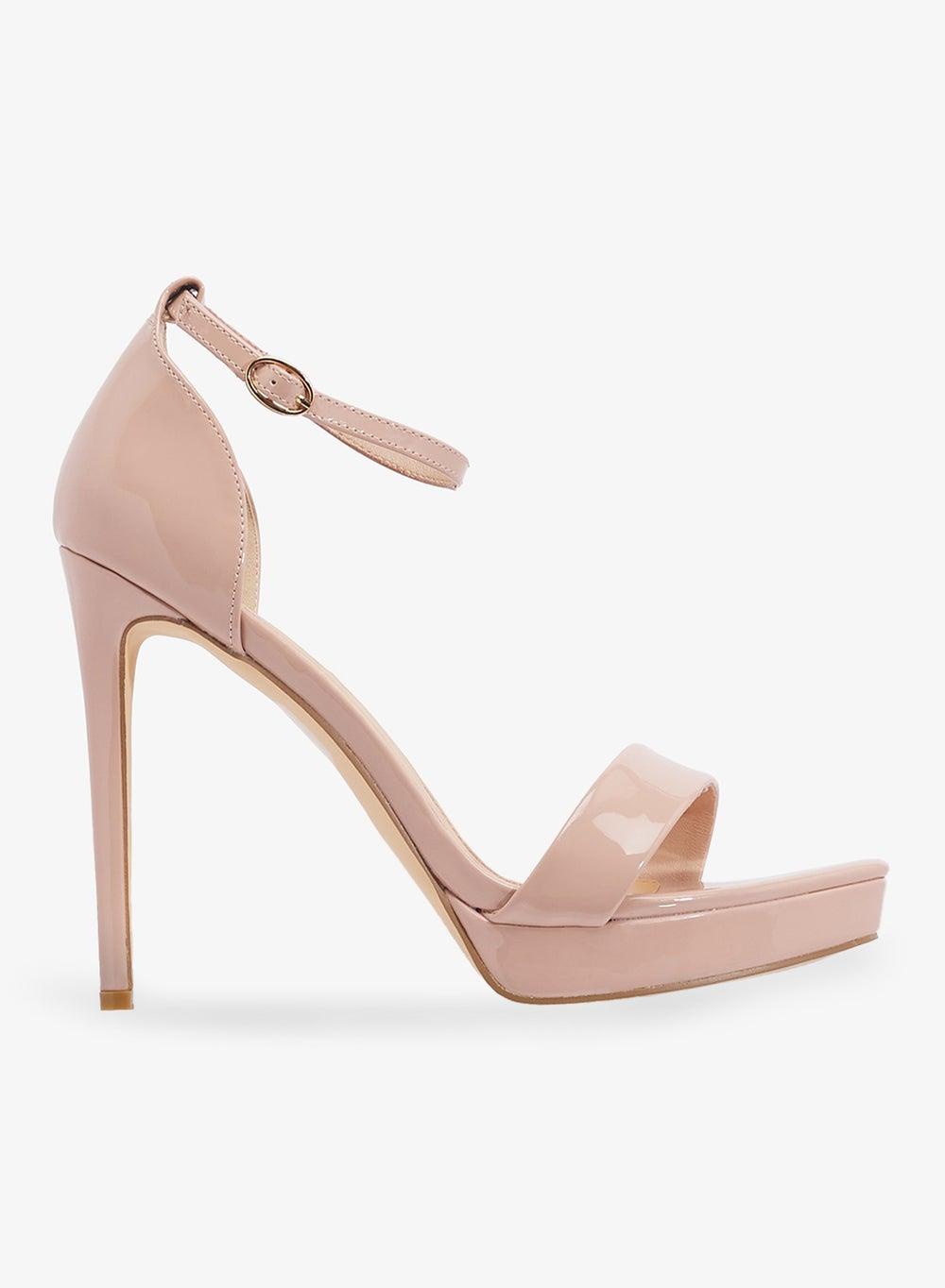 Ginseng1B Nude Patent Stiletto Heeled Sandals - Image 1