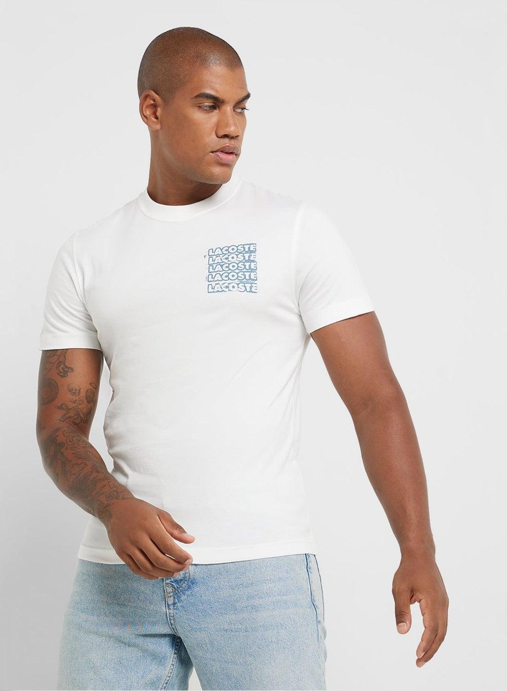 Lacoste TH0288 Graphic Crew Neck Cotton T-Shirt - Image 1