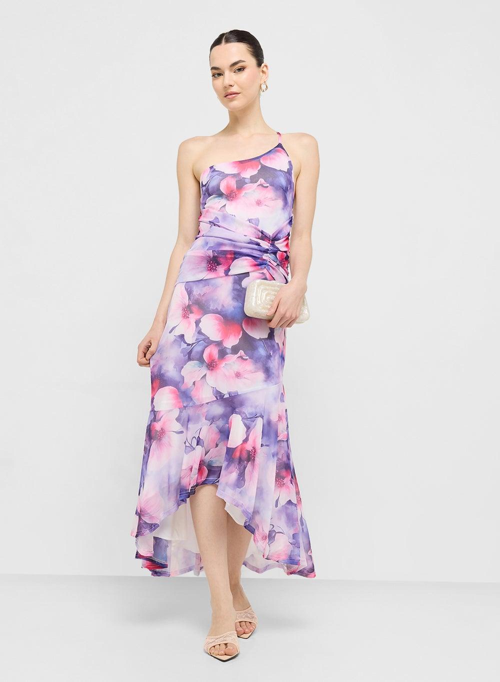 Floral One-Shoulder Asymmetric Midi Dress 104 41 - Image 1