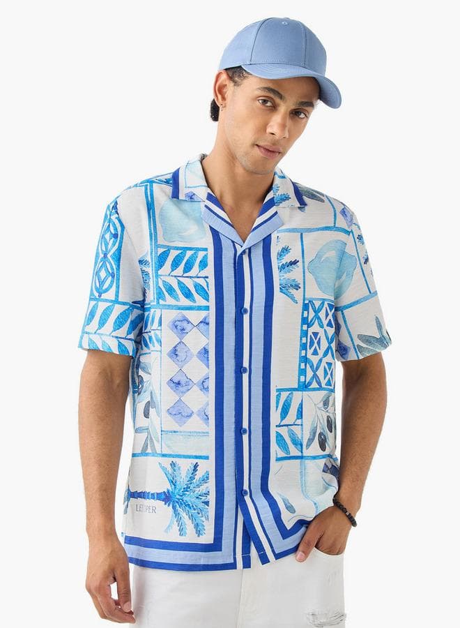 Lee Cooper Printed Camp Collar Viscose Shirt - Image 1