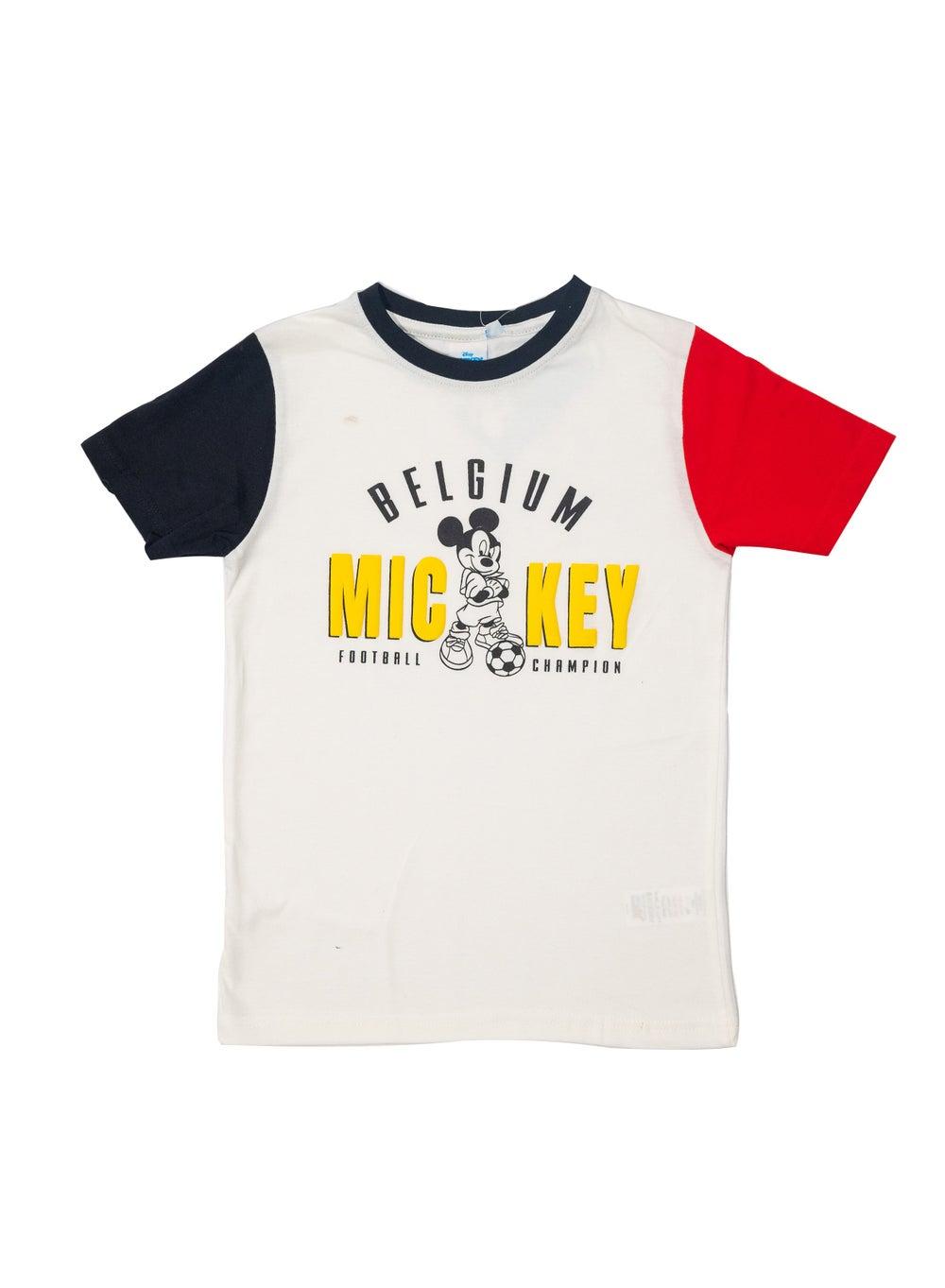 Mickey Mouse Boys Belgium Graphic T-Shirt White - Image 1