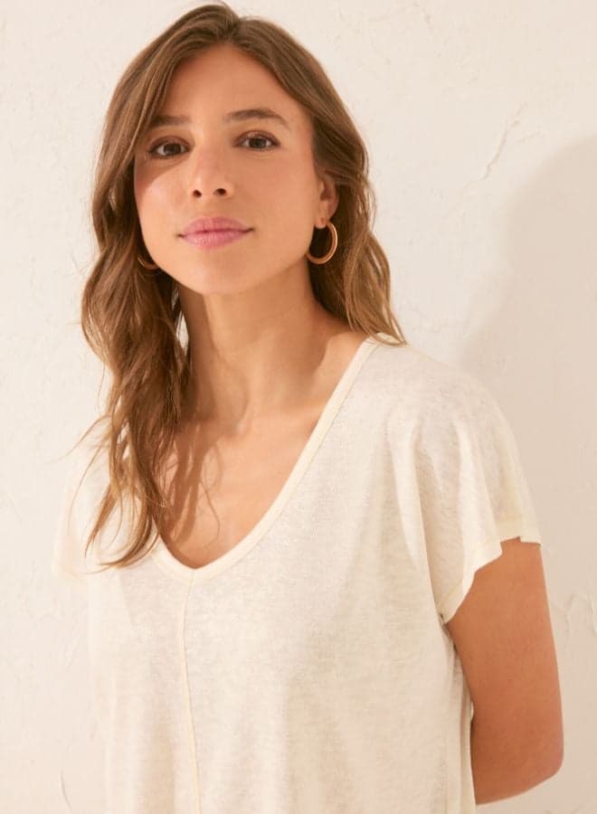 Ivory Glitter Short Sleeve T-Shirt 327226396 - Image 1