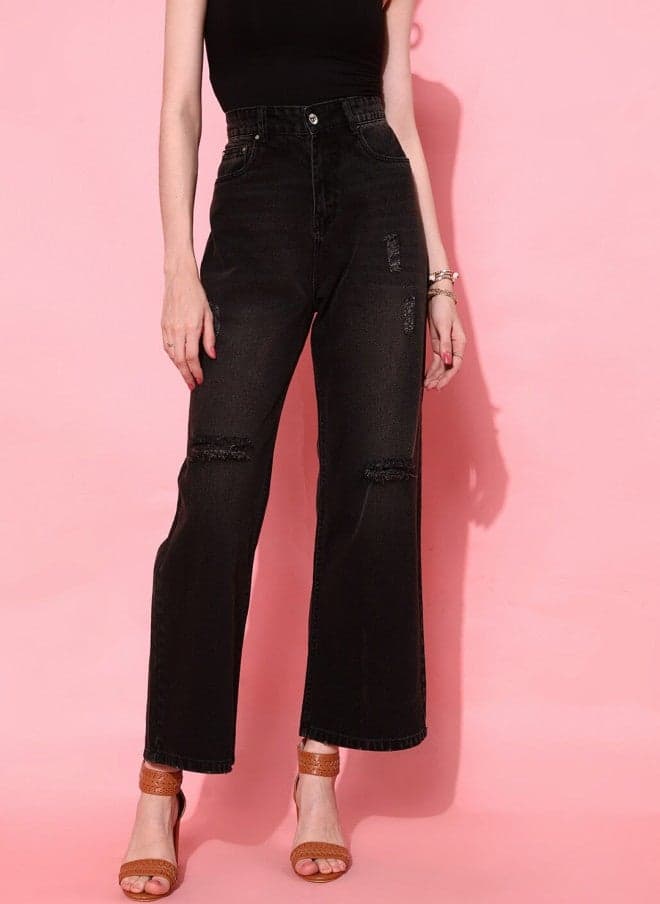 Street 9 Black Cropped Flared Jeans for Women - Image 1