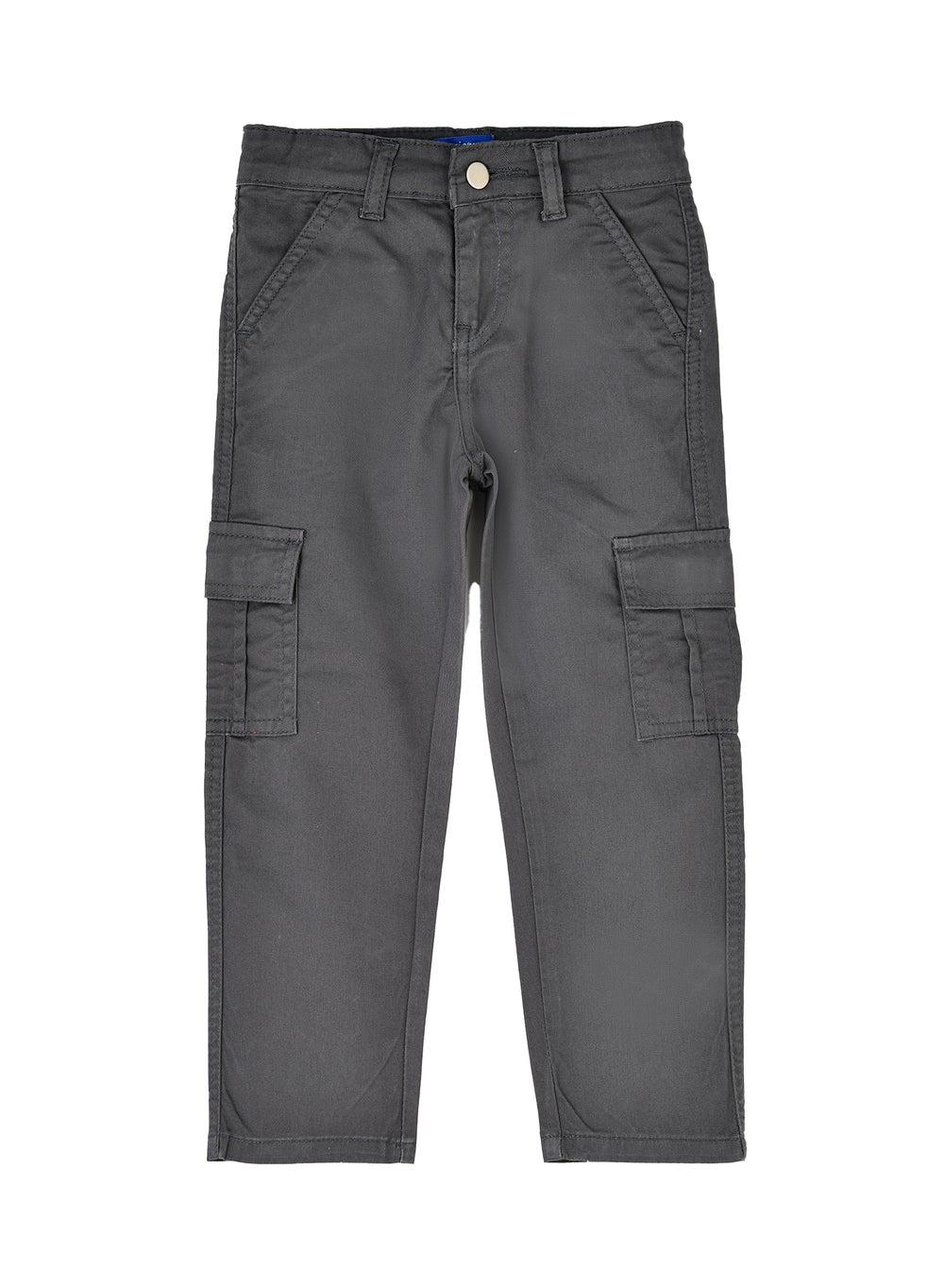 Charcoal Grey Boys Cargo Pants Artdb628 Straight Fit - Image 1