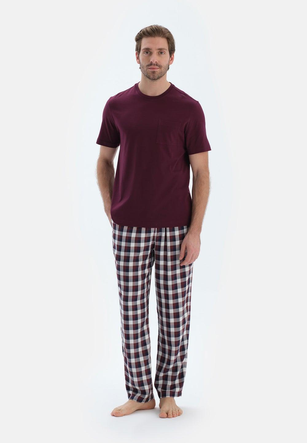 Bordeaux Cotton Blend Crew Neck Pajama Set 25Sm18550Me 310 - Image 1