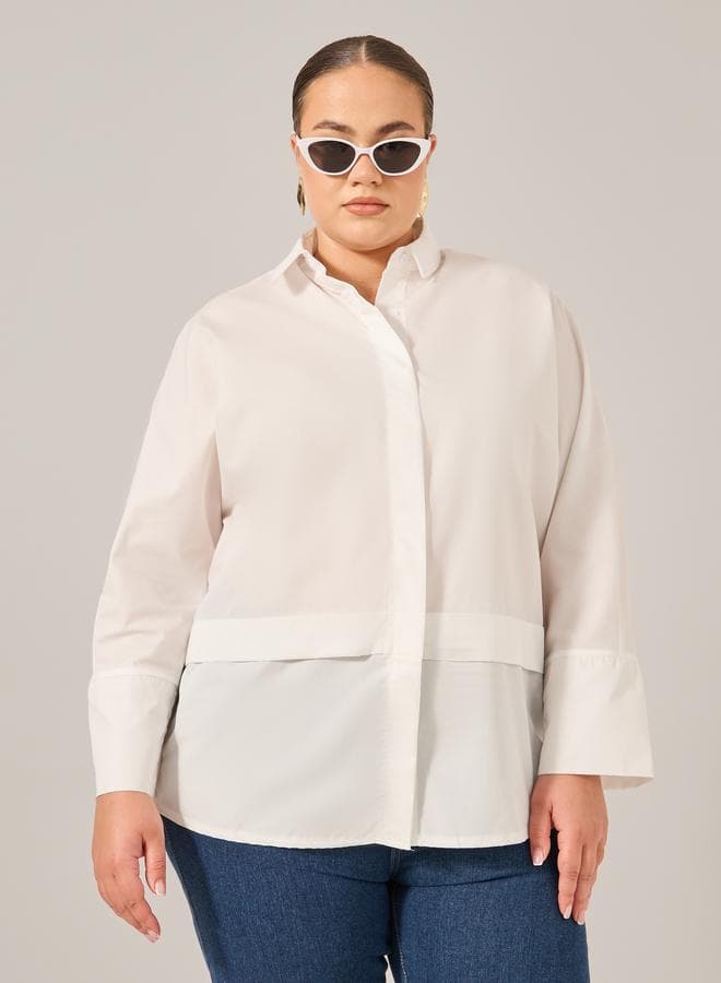 Styli Plus Size White Oversized Long Sleeve Shirt - Image 1