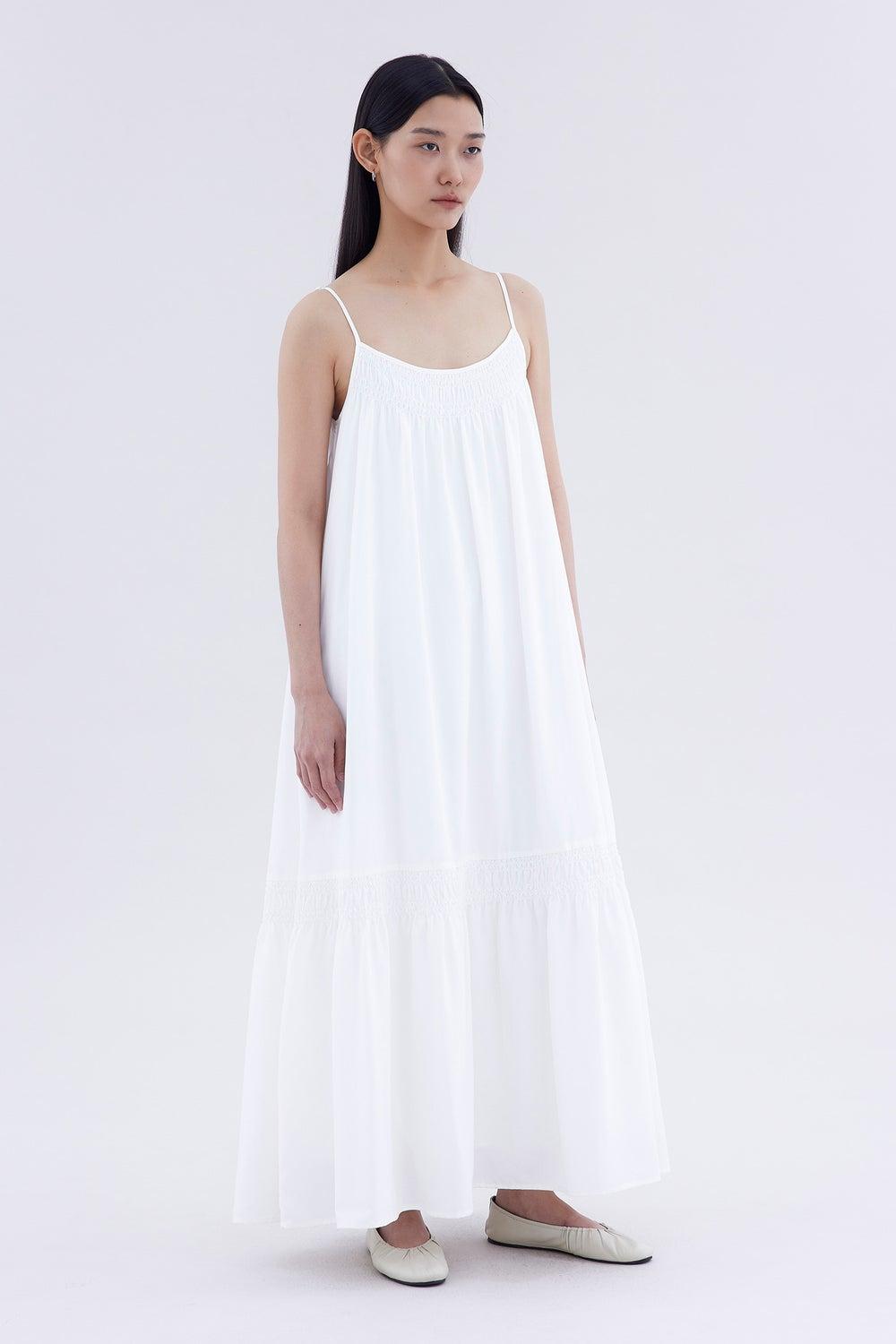 Tarelle Smock Panel Maxi Dress in White - Image 1