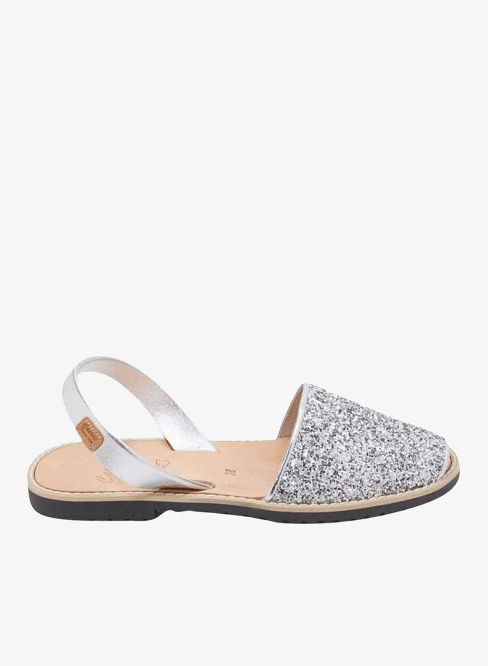 1056RHMADONAGLITTER Silver Flat Slingback Sandals - Image 1