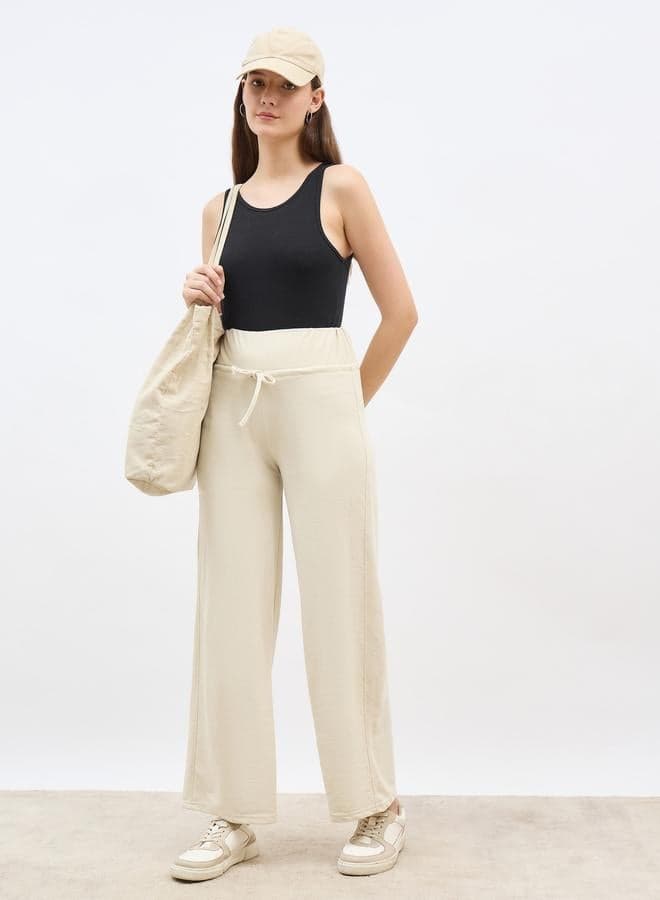 Styli Cream Wide Waistband Drawstring Joggers - Image 1