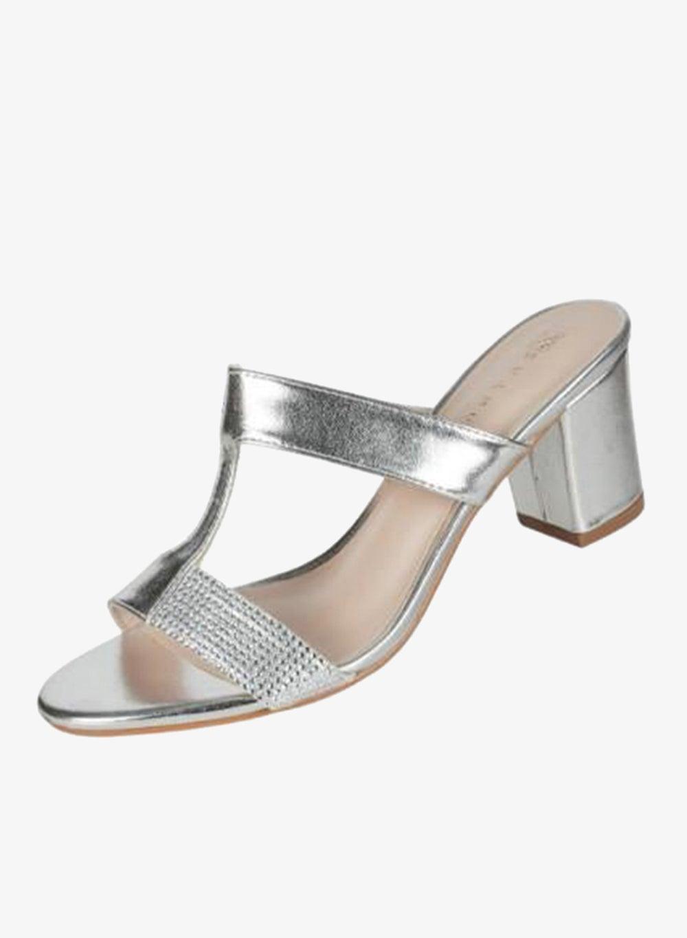 Zayna 2G5957-523 Silver Block Heel Evening Sandals - Image 1