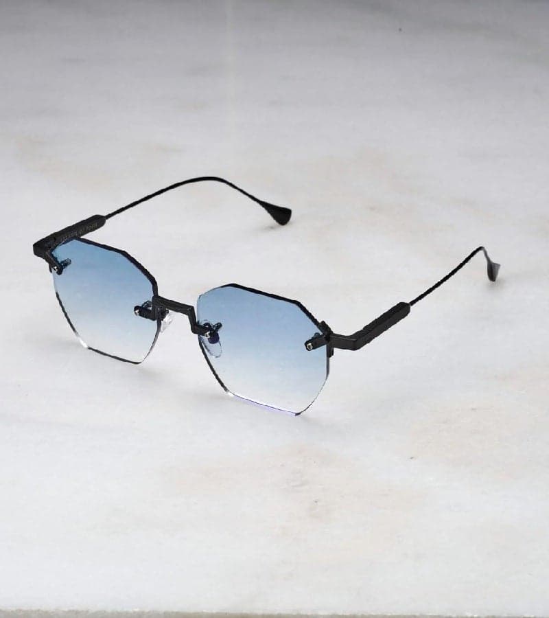 Nova A23EP2 Rimless Matt Black Blue Sunglasses - Image 1