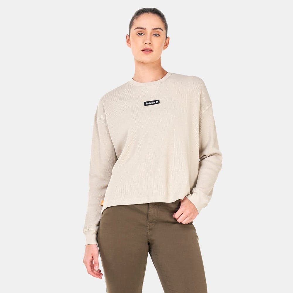 Women's Organic Cotton Waffle-Knit T-Shirt Grey - Image 1