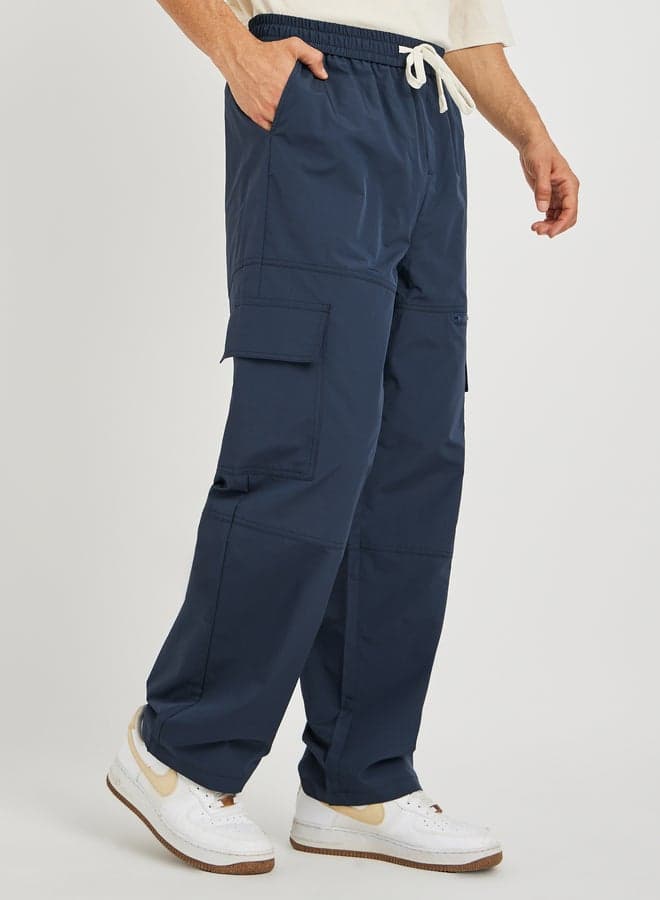 Men’s Navy Blue Oversized Cargo Joggers with Zipper Pockets - Image 1