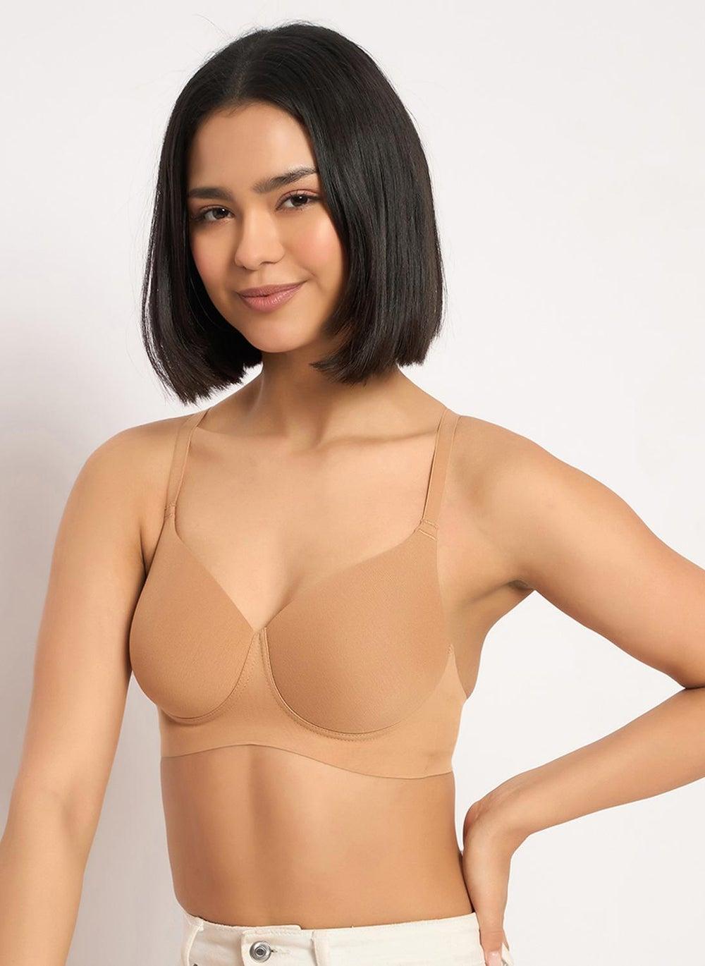 Clovia Br2538P24 Nude Cotton Seamless Padded Wireless Bra - Image 1