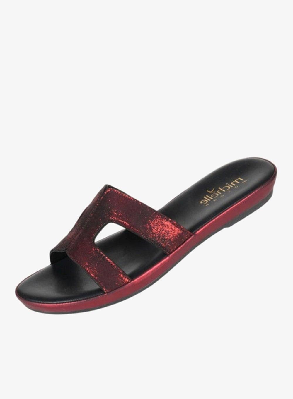 Michelle Morgan 092-2970 Bordo Leather Flat Slip-On Sandals - Image 1