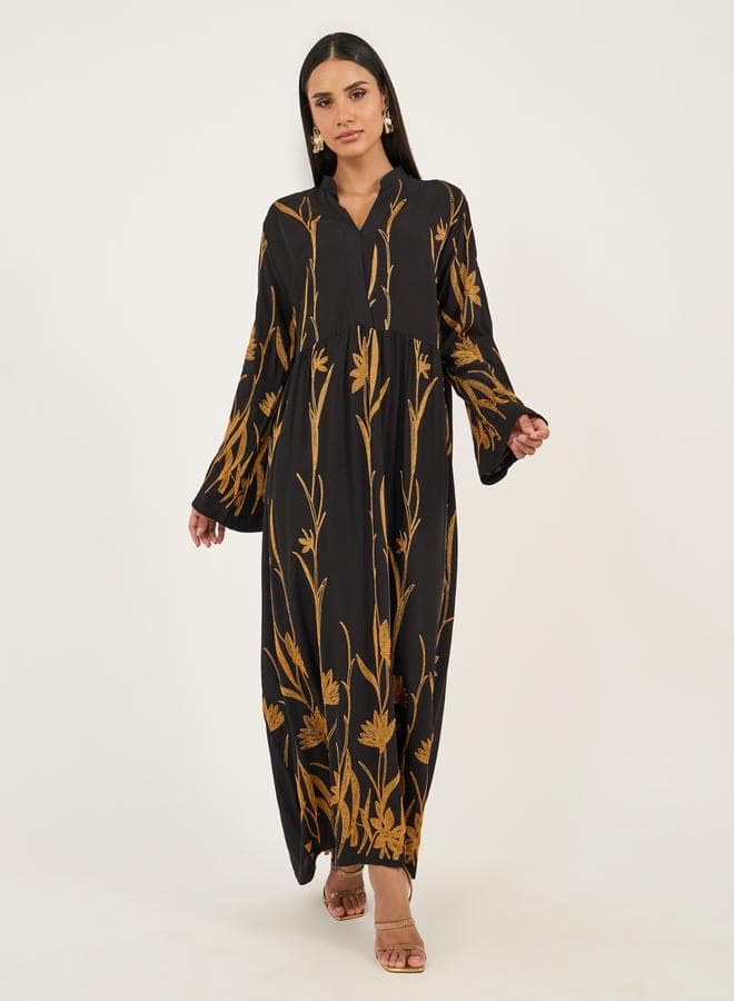 All-Over Printed Black A-Line Jalabiya 7012591101 - Image 1