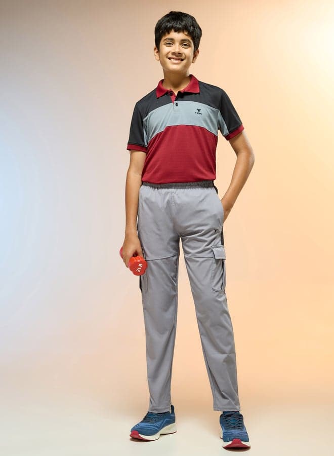 Teen Straight Fit Sports Cargo Track Pants Grey - Image 1